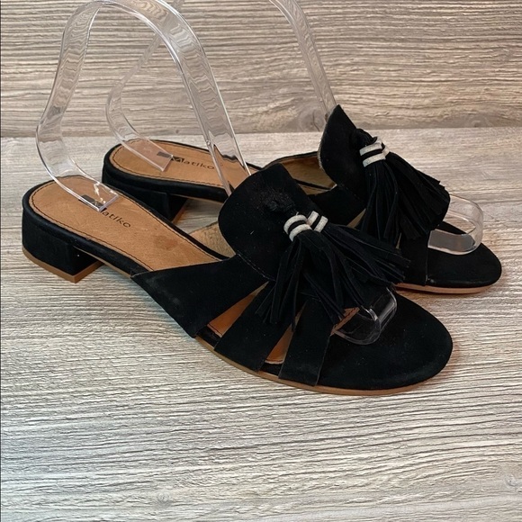Matiko black slip on suede leather and leather lining mule sandals size 39 - Picture 2 of 10